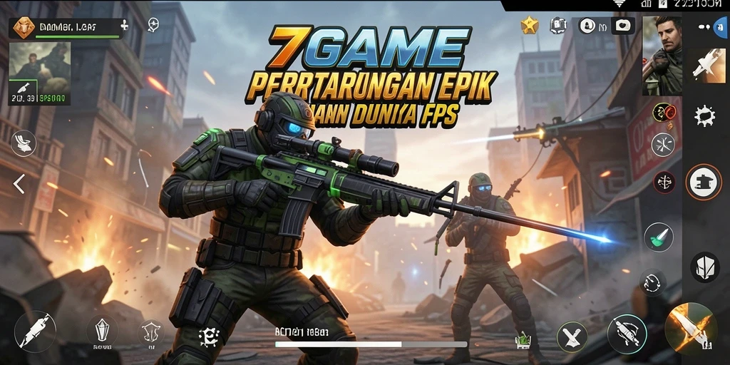 Tangkapan layar 7GAME menunjukkan aksi mendebarkan di medan perang FPS.