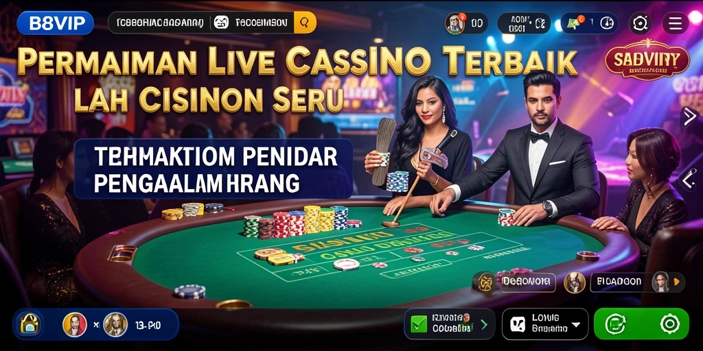 Screenshot menarik B8VIP menampilkan pengalaman Live Casino yang seru.