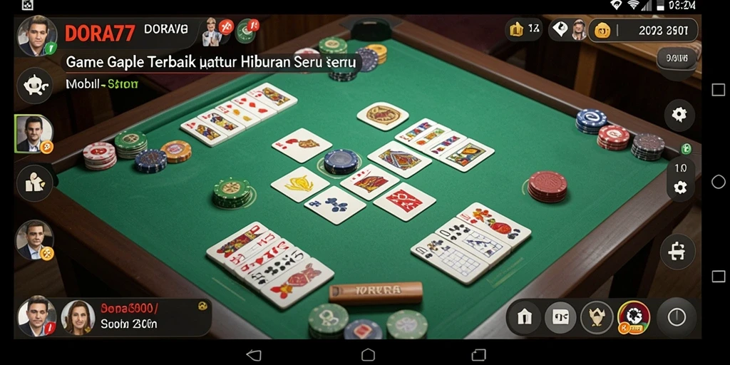 Gameplay DORA77 menampilkan keseruan bermain Gaple secara interaktif.