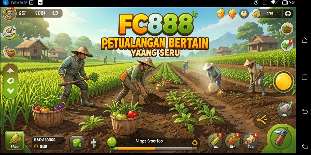 Tampilan gameplay FC888 yang menarik saat bertani di ladang virtual.