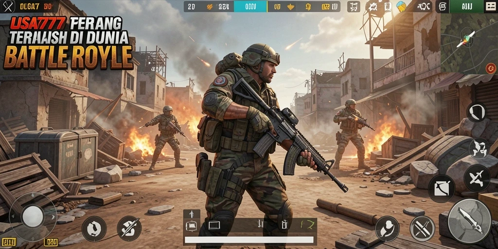Tampilan gameplay seru dalam LUSA777 Battle Royale.