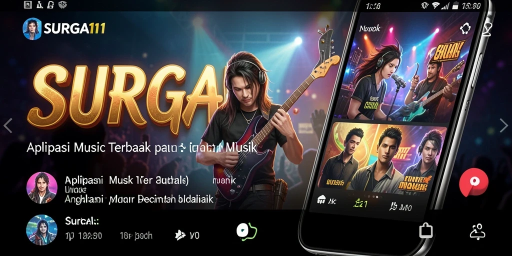 Tampilan gameplay SURGA11 yang menunjukkan antarmuka aplikasi musik.
